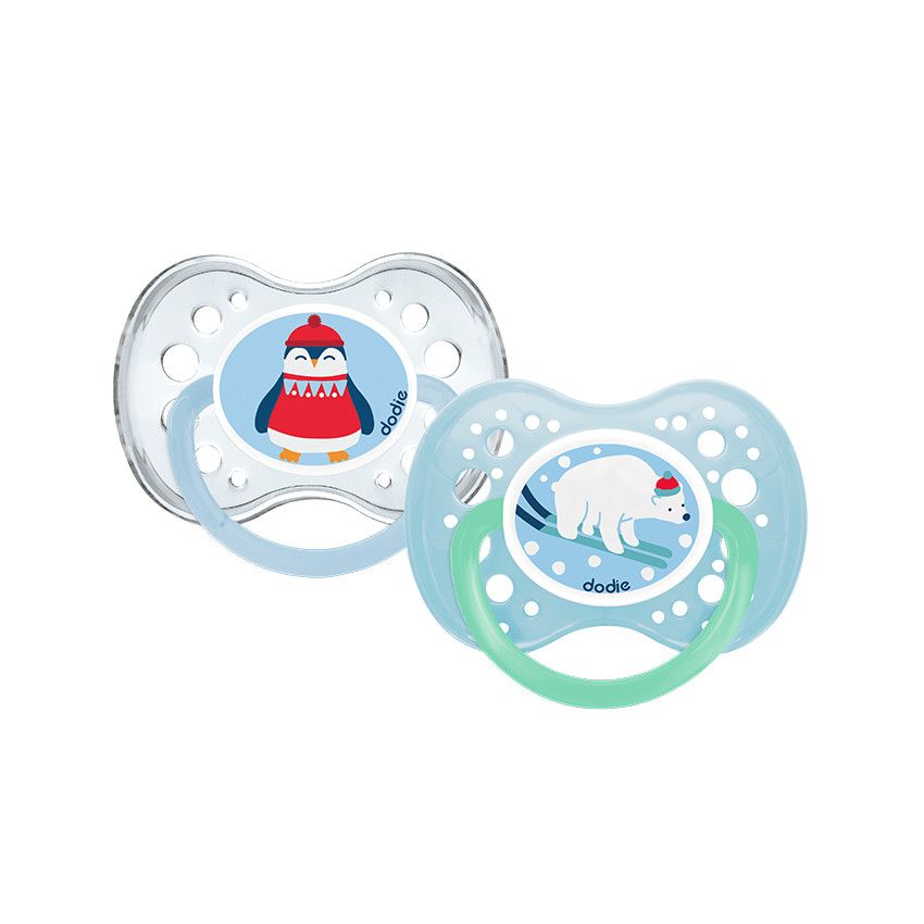 Lot de 2 sucettes anatomiques en silicone 18M+ Hiver - Ecru