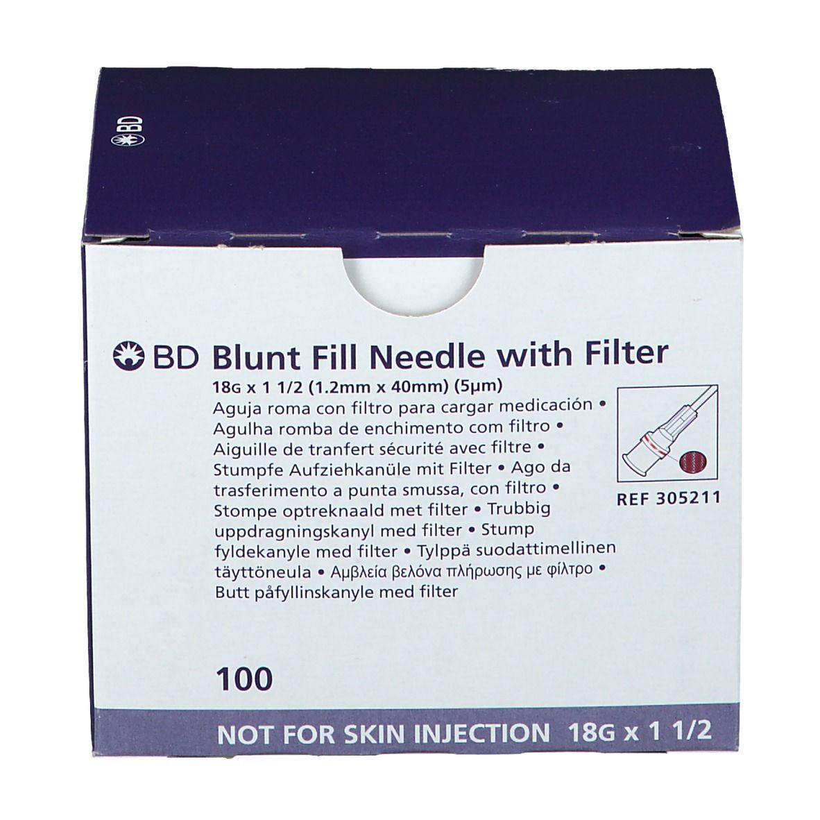 BD Aufziehkanüle mit 5μ Filter 18 G flieder