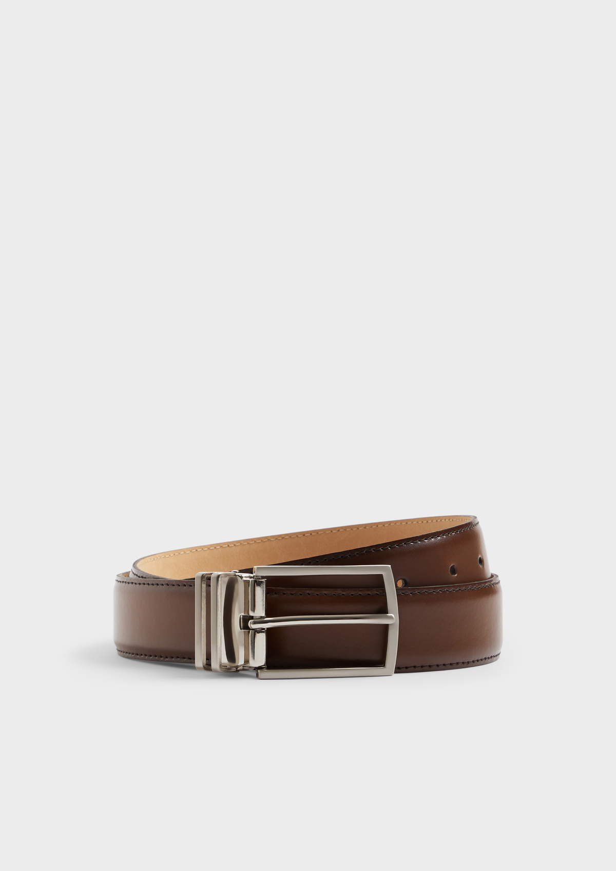 Ceinture ajustable en cuir lisse cognac