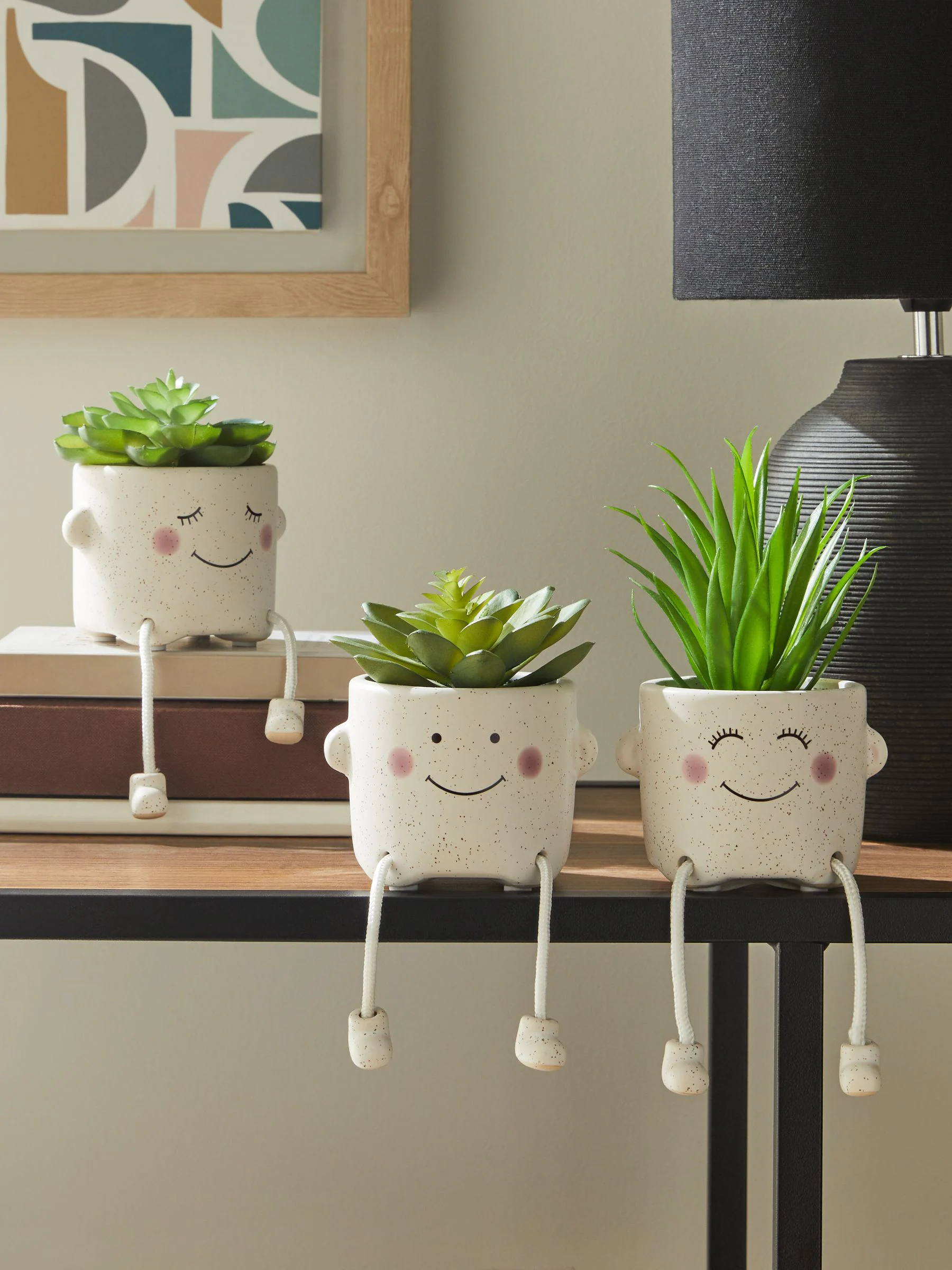 Set van 3 dangly kunstvetplantjes