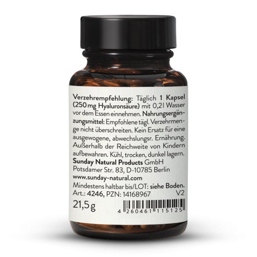 Sunday Natural Products  Hyaluronsäure 250 mgPremium