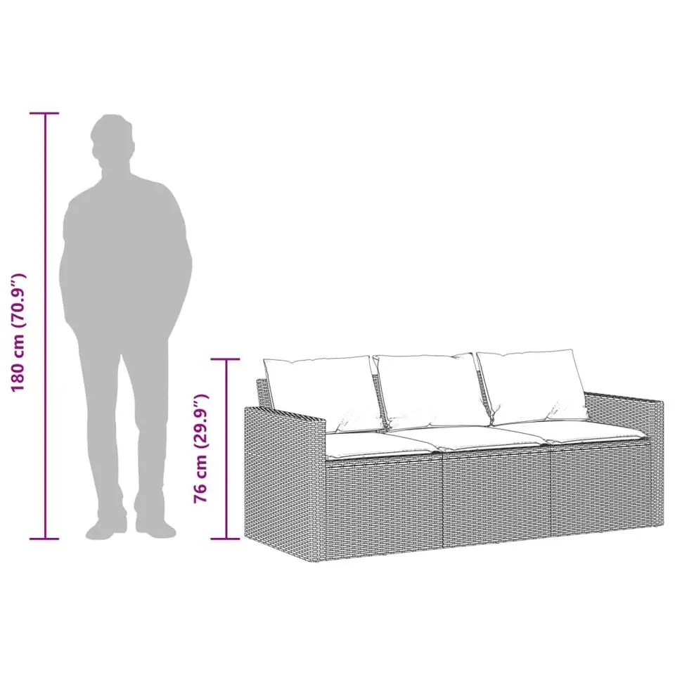 vidaXL - Tuinset - Zwart - Poly rattan