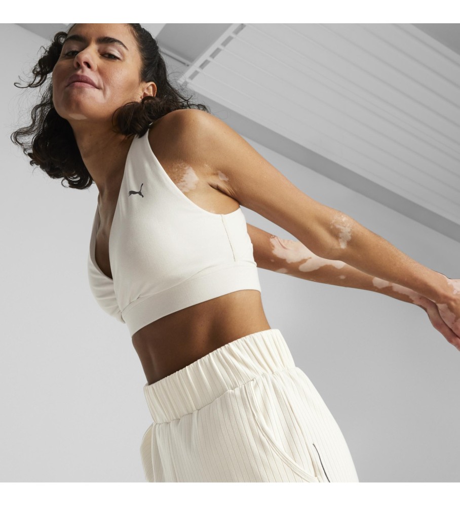 Sutiã de treino Puma Yogini Mid Impact branco cruzado