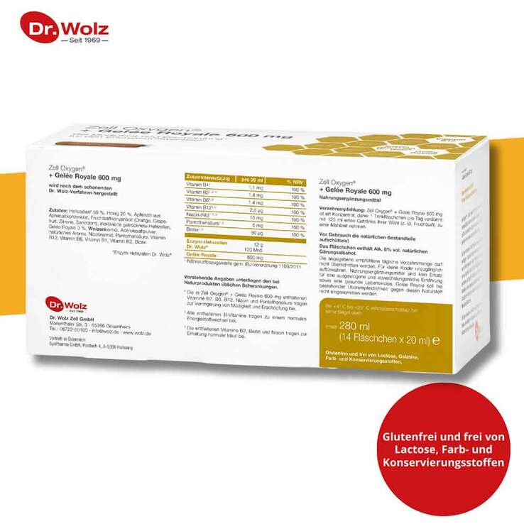 Zell Oxygen + Gelee Royale 600 mg Trinkampullen, 14X20 ml