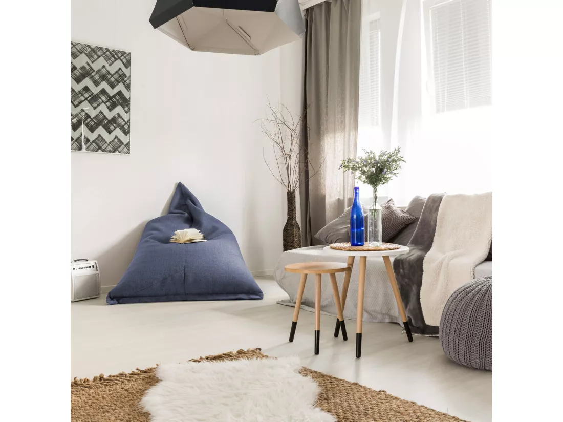 Housse Pouf Vide Fermeture Éclair Polyester Bleu 50x110x130