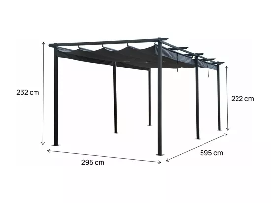 Pergola en métal avec toit rétractable - 3 x 6 m - Anthracite