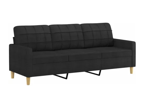 Ensemble de canapés 4 pièces avec coussins noir tissu