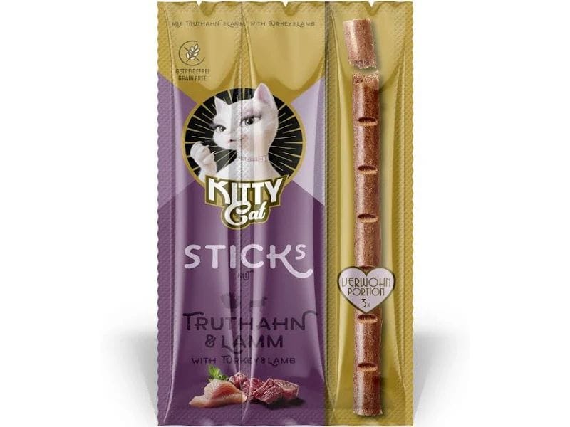 KITTY Cat Katzen-Snack Stick Truthan, Lamm 15 g Katzensticks mit Truthahn und Lamm, geeignet für alle Altersstufen