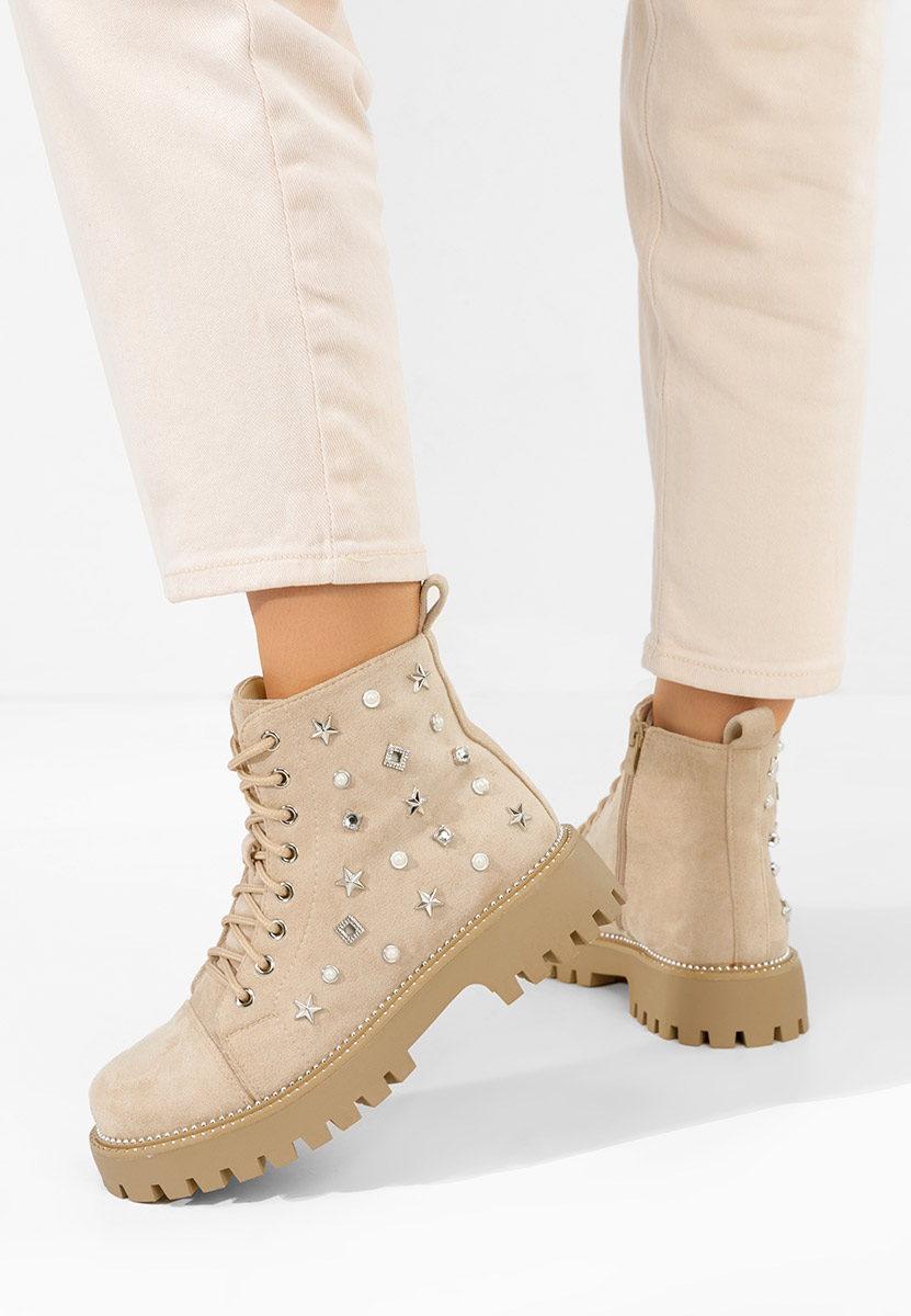 Bottines à lacets femme beige Stelyana