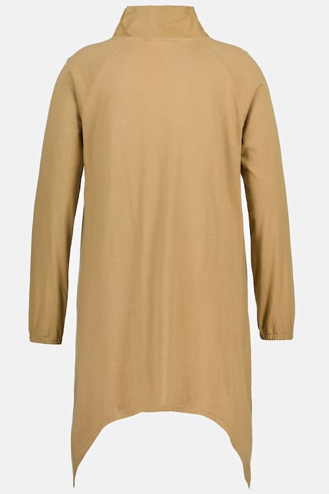 Longshirt, Stehkragen, Zipfelsaum, Langarm, Biobaumwolle