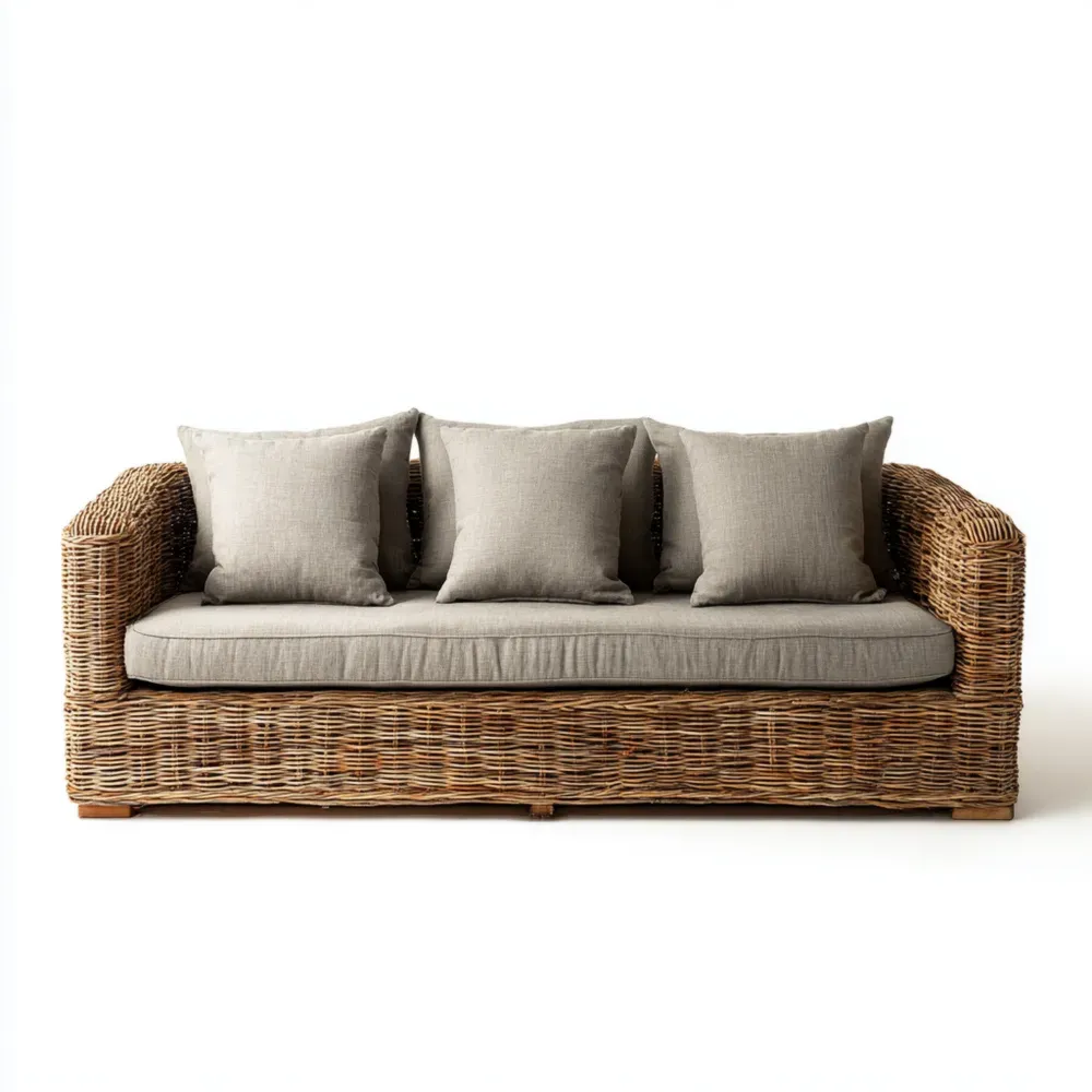 Dreisitzer-Gartensofa Rattan 200x85x75 cm – Beige – Natürliche Eleganz