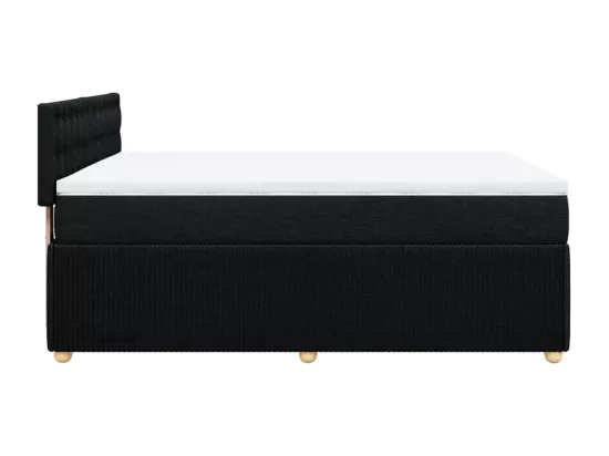 Sommier à lattes de lit avec matelas Noir 140x190 cm Tissu