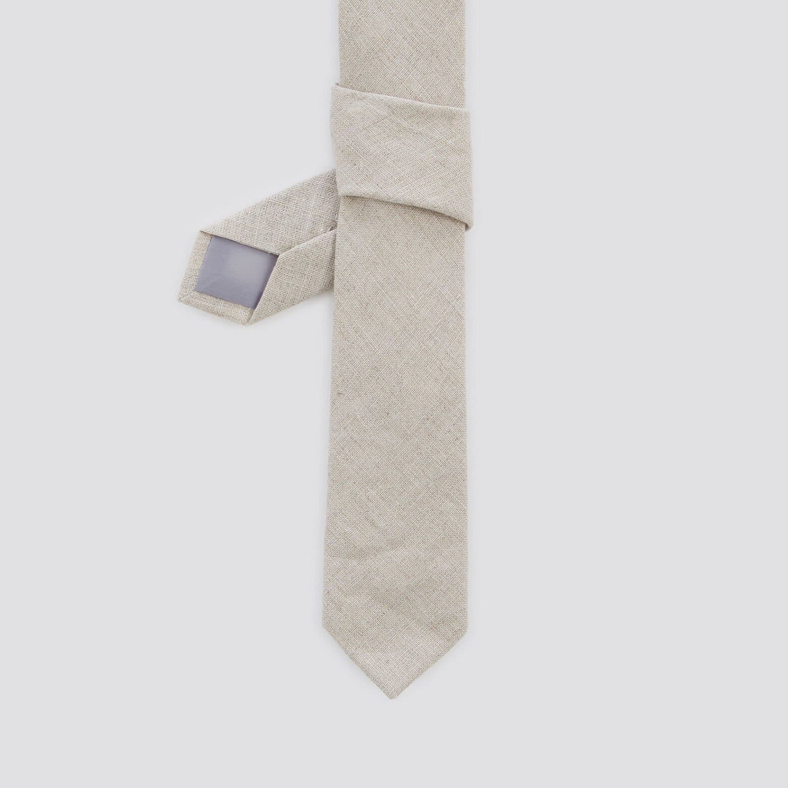 Cravate unie chambray Beige
