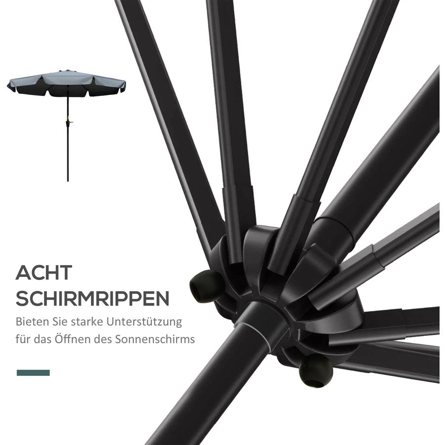 Outsunny Sonnenschirm mit Entlüftung grau