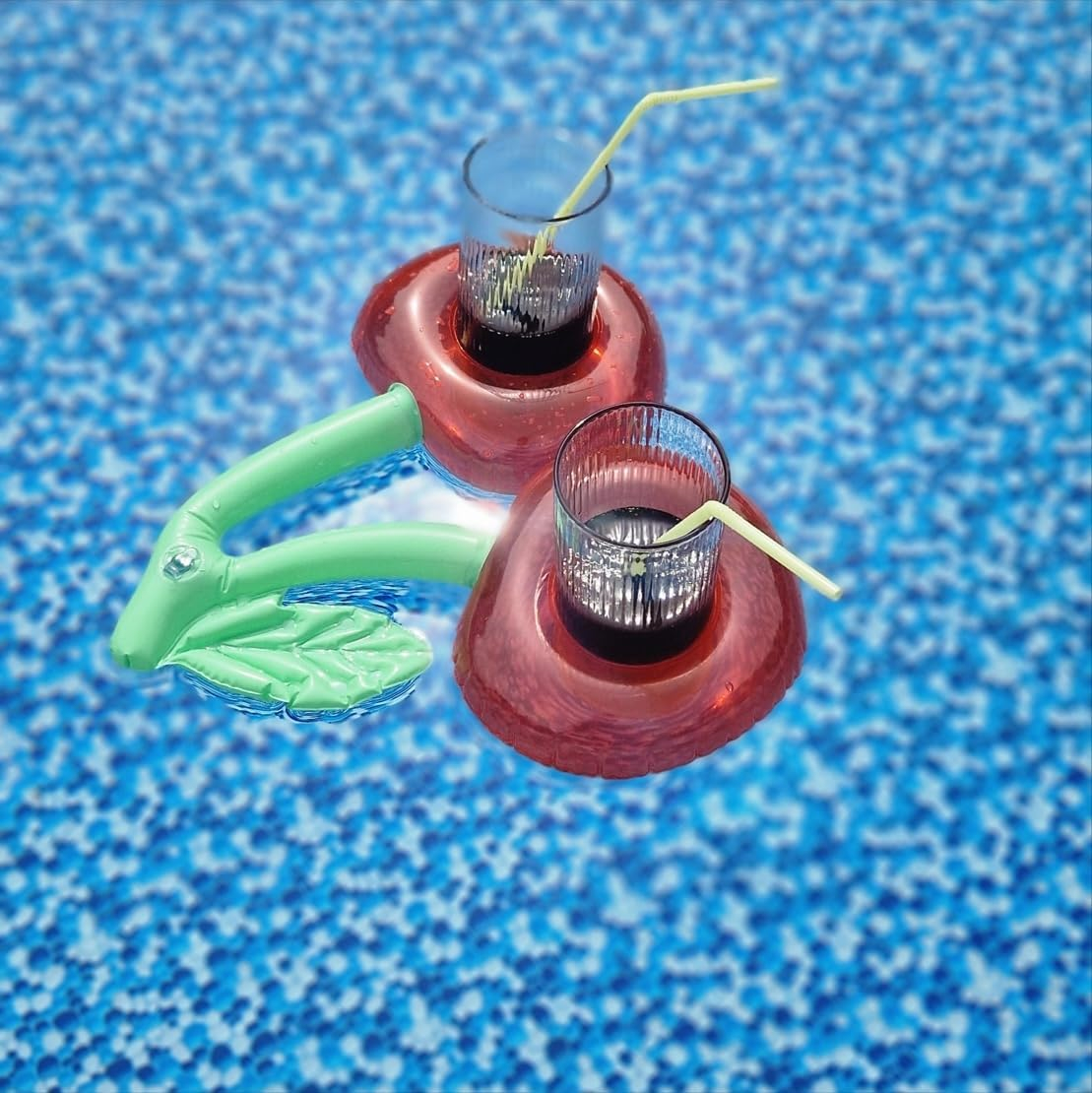 (38x32cm) Aufblasbarer Becherhalter Getränke Kühler Schwimmender Flaschen Dosenhalter für 2 Getränke - Kirschen