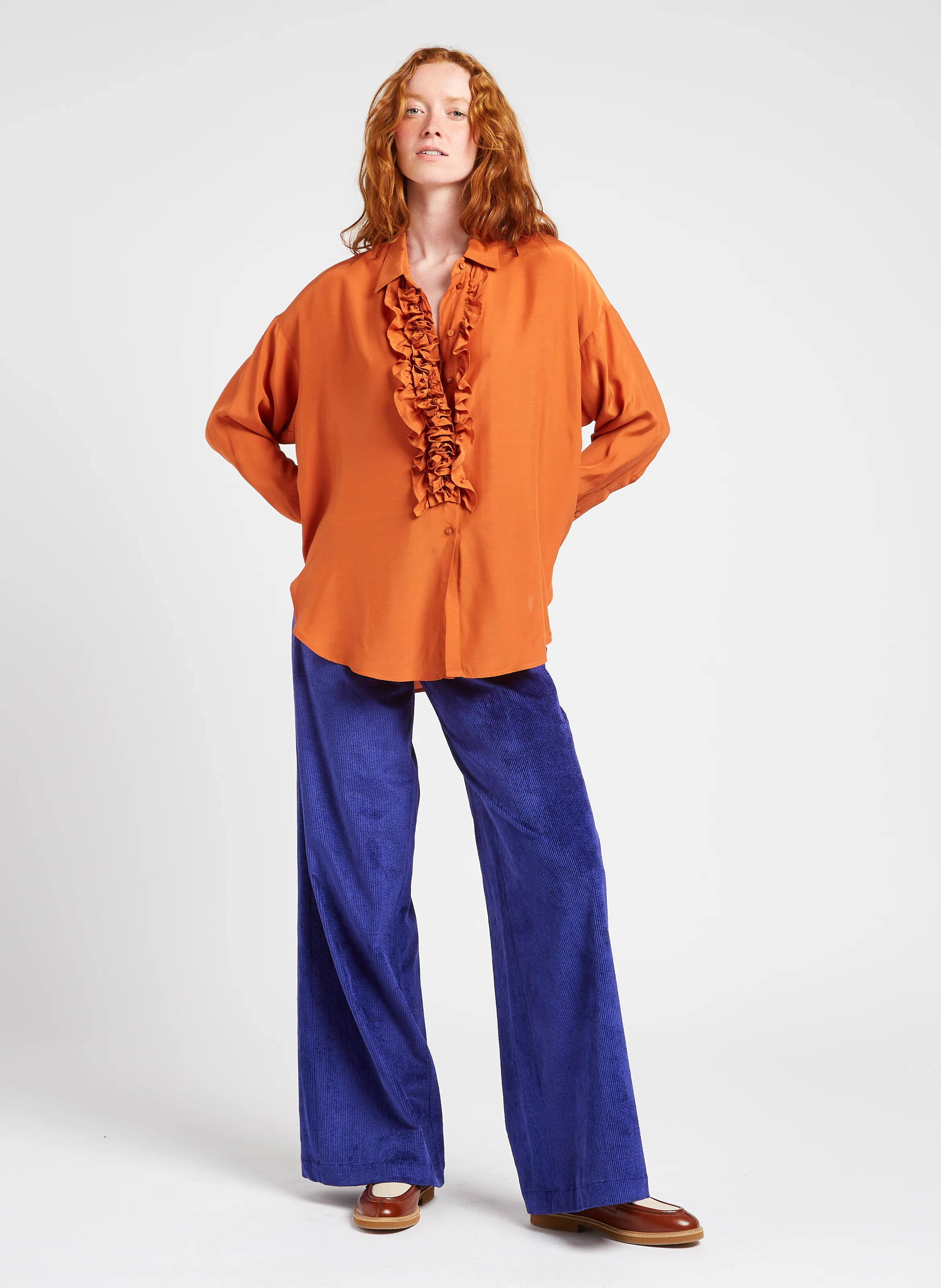 BILANCIA - Chemise droite à volants| Orange