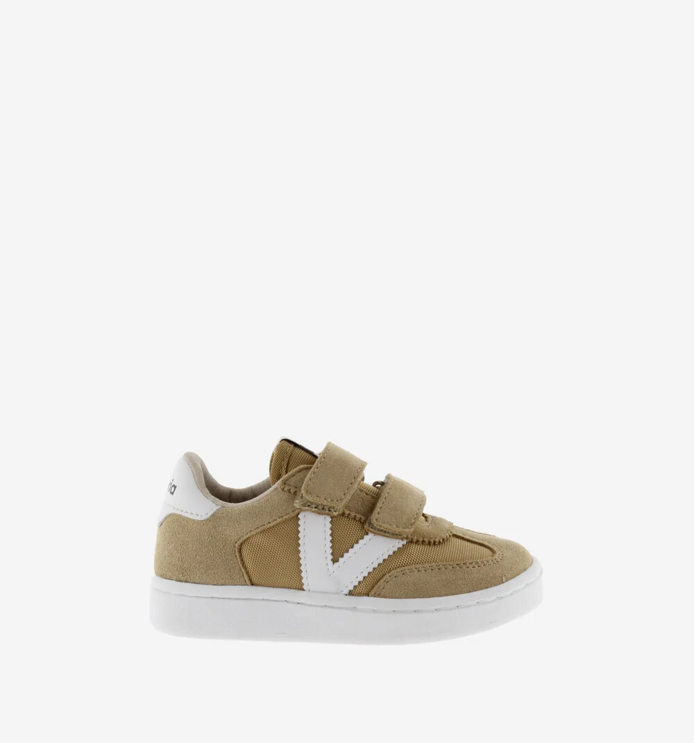 MILLAS BRIDES NYLON ET CUIR FENDU Baskets monochromes pour enfant TAUPE