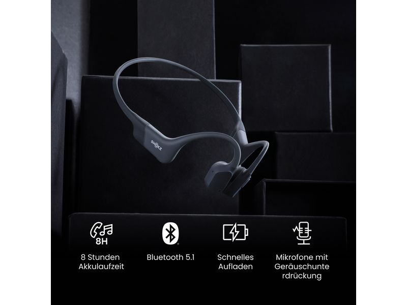 Shokz Bone Conduction Kopfhörer OpenRun Mini Schwarz Kompakte Knochenschall-Sport-Kopfhörer