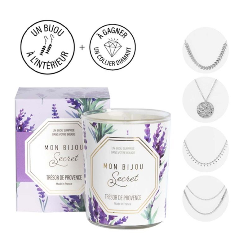 Bougie Bijou Collier argenté - Parfum Lavande - 40h
