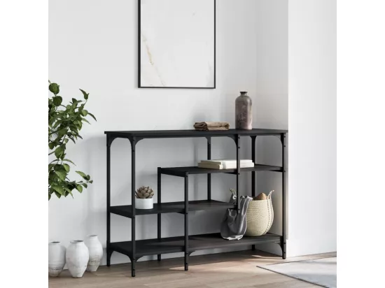 Table console avec étagères noir 100x35x75 cm