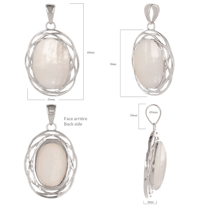 Pendentif Éclatant en Nacre Blanche - Nid d'Argent 925 | Aden Boutique