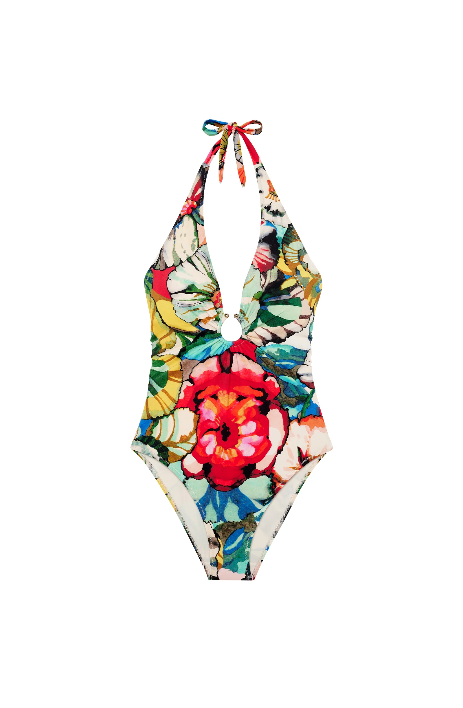 leven Maillot de bain une pièce à bijoux imprimé flower Flower