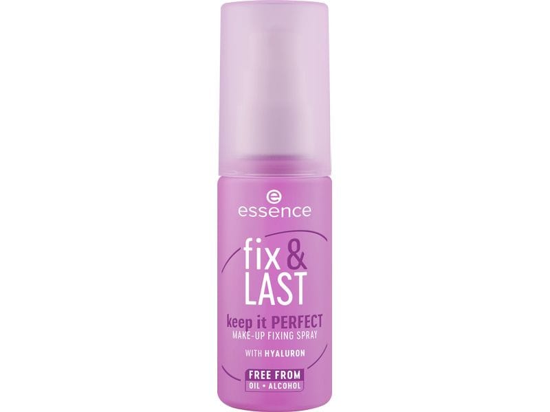 essence Fixier-Spray fix & Last keep it Perfect Make-Up Tra Langanhaltendes Make-up Fixierungsspray für einen makellosen Look