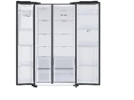 Samsung Family Hub RS6HA8891B1 - Køleskab/fryser - side-by-side med vanddispenser, isdispenser - Wi-Fi - bredde: 91.2 cm - dybde: 71.6 cm - højde: 178 cm - 614 liter - Klasse E - premium sort stål/sort