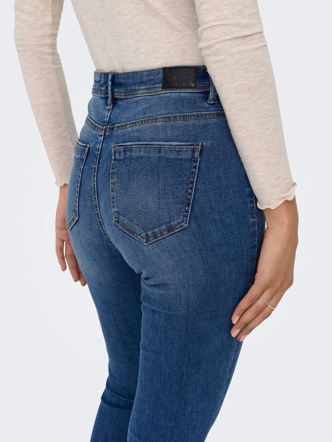 ONLWAUW Mittlere Taille Skinny Fit Jeans Dark Blue Denim