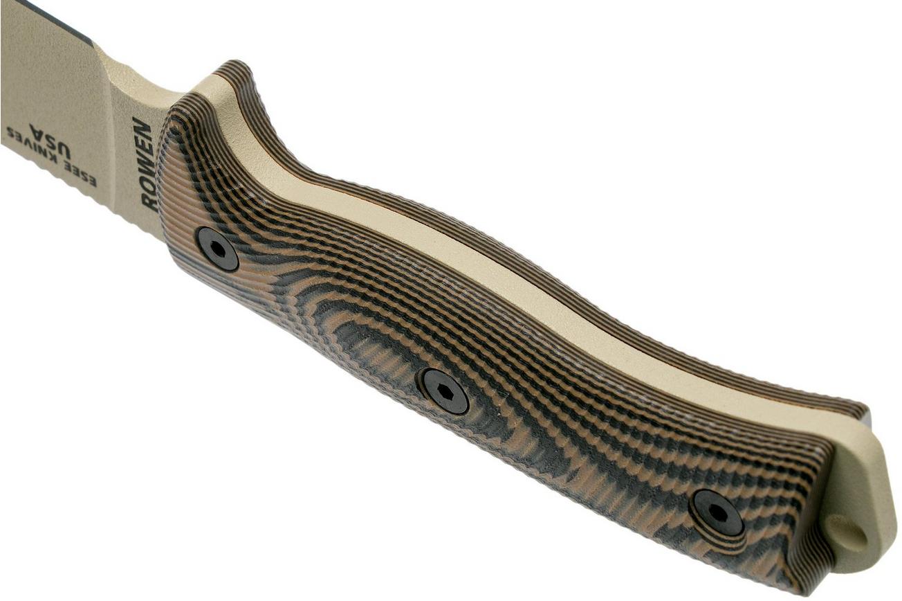ESEE Model 6 Desert Tan Blade 3D Coyote-Black G10 survivalmes 6PDT-005 zwarte schede   clip plate