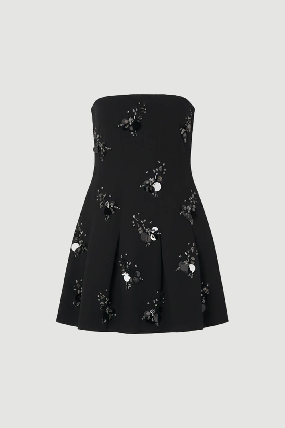 KarenMillen Robe Mini Bandeau Ajustée Ornée de Sequins et Cristaux en Grappes