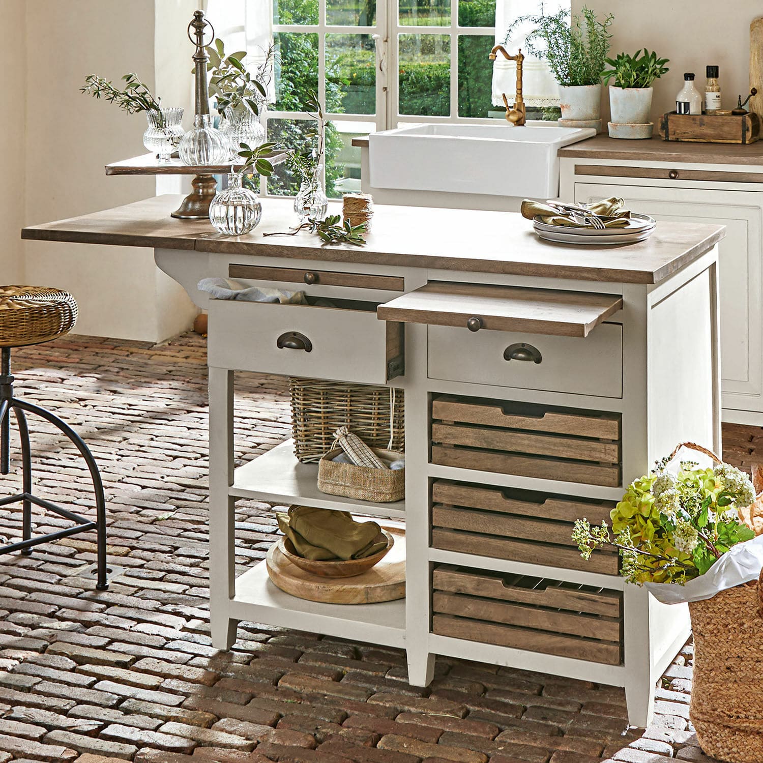 Küchenblock Vauthiermont creme/braun