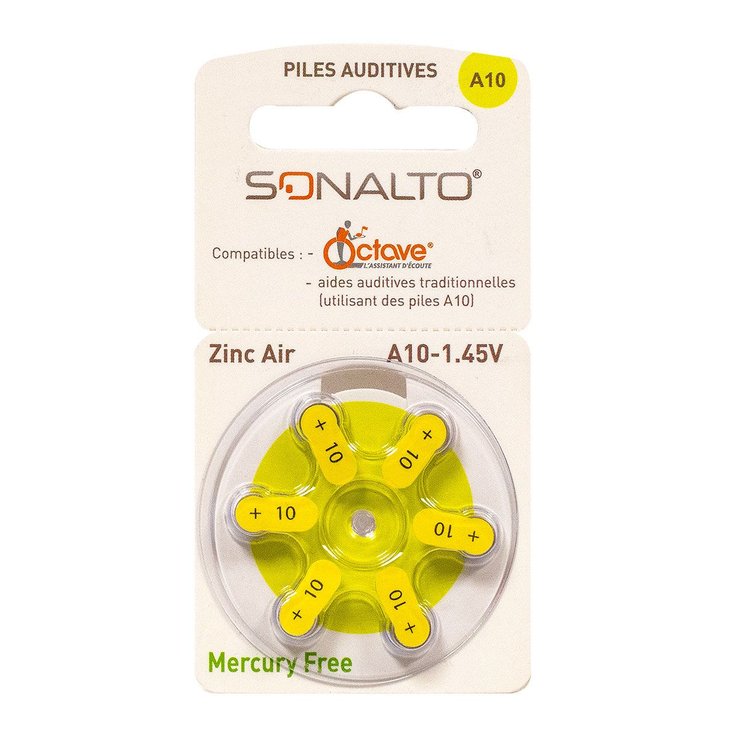 Sonalto Octave Zinc Air n°A10 6 piles auditives