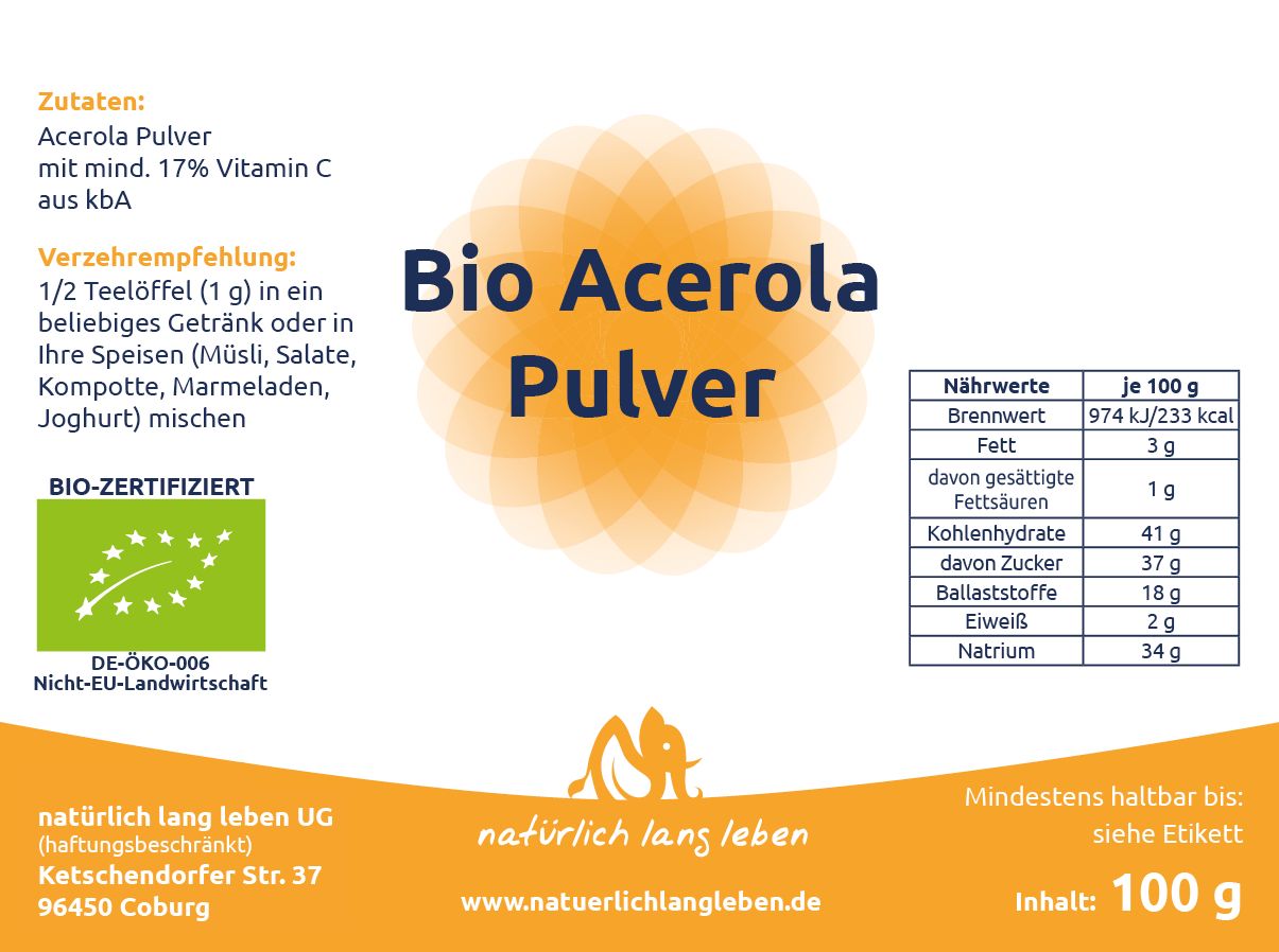natürlich lang leben BIO Acerola Pulver