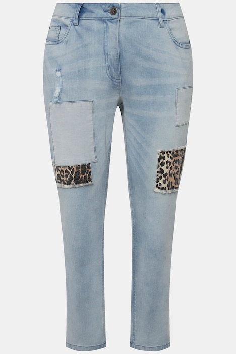 7/8-Jeans, Slim Fit, Leo-Patches, 5-Pocket