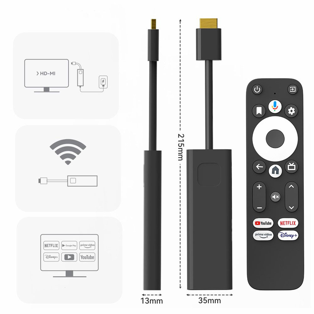 4K Smart Google TV 11 Stick Streaming Mediaplayer mit Chromecast und Sprachsteuerung Cortex A35 Quad-Core CPU   2GB RAM   16GB Speicherplatz
