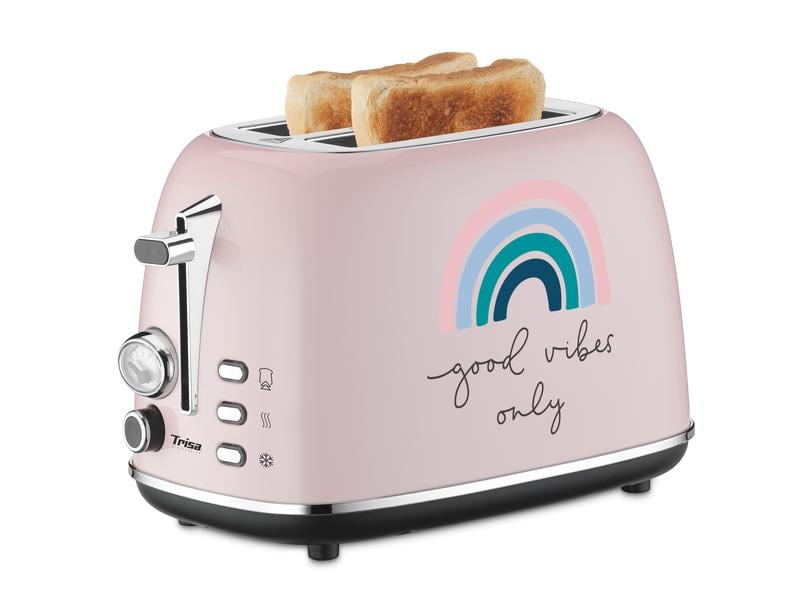 Trisa Toaster Good Vibes Rosa Zwei Scheiben Toaster mit 6 Bräunungsstufen