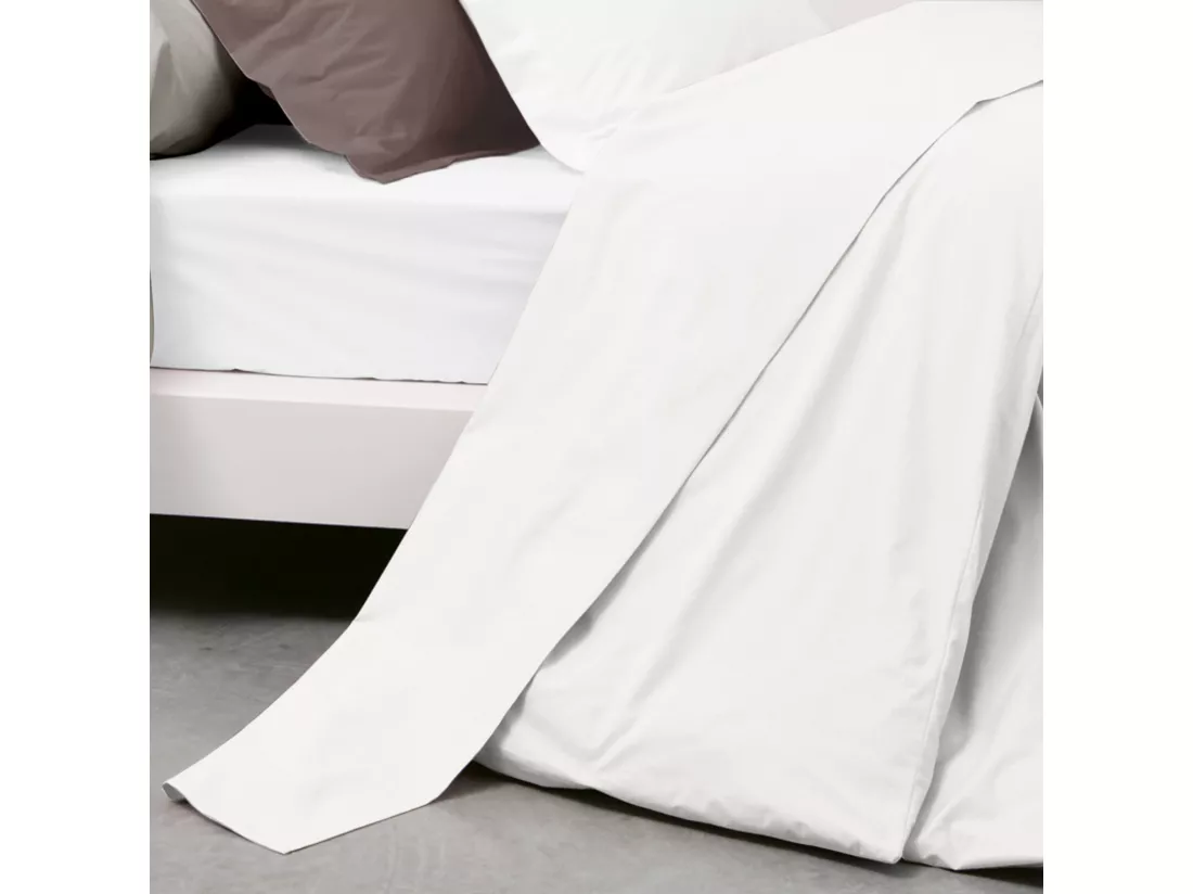 Drap plat uni 270x310 cm pur percale PRIMO Blanc