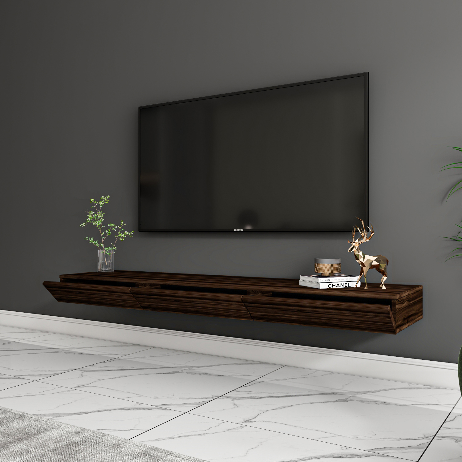 TV-Lowboard - braun - 140 cm breit
