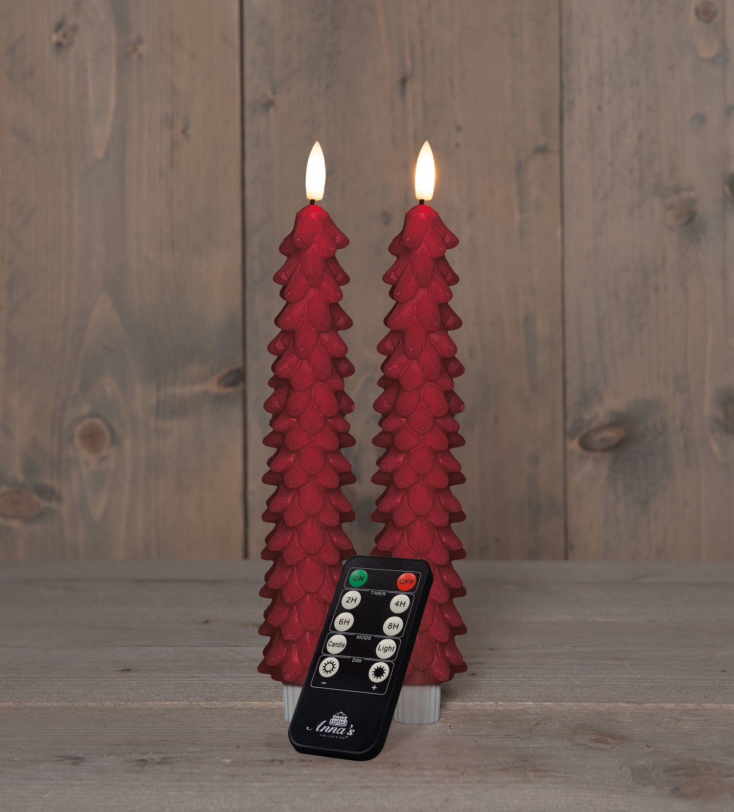 Anna's Collection LED dinerkaars Rambu kerstboom bordeaux D 2,2 H 23 cm