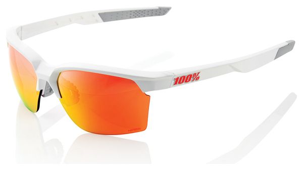 Lunettes 100% Solaires Sportcoupe Blanc Mat Verre Hiper Miroir multi-couches Rouge