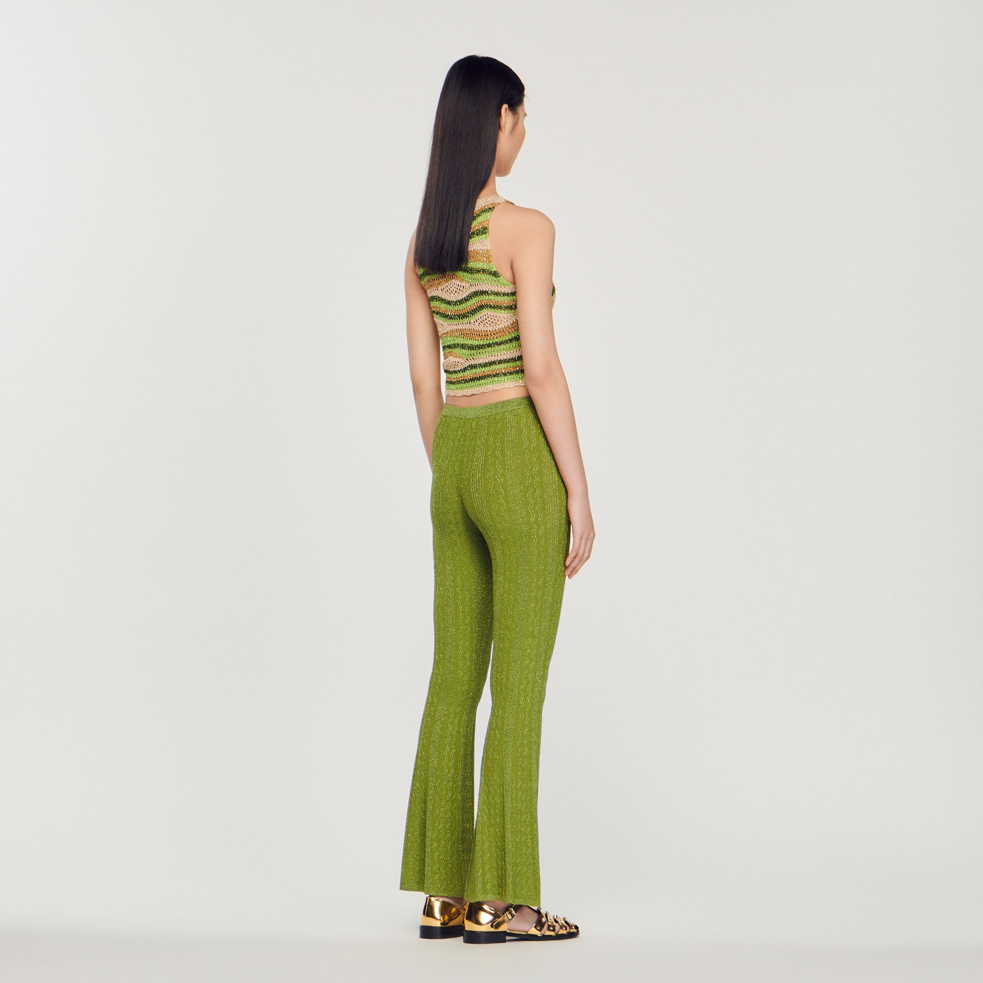 Pantalon en maille metallisee