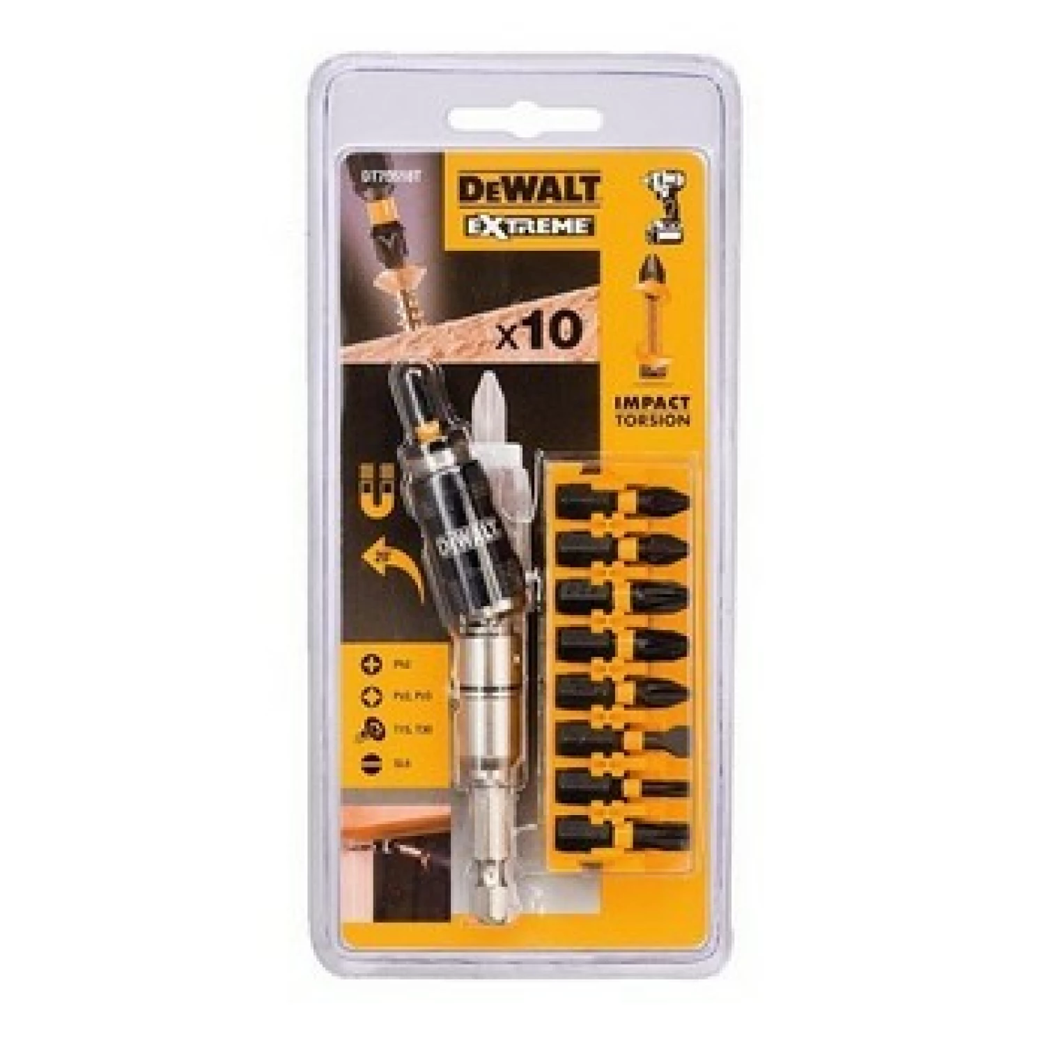 DeWALT DT70518T 10-delige impact Torsion bitset met zwenkbare bit tip houder