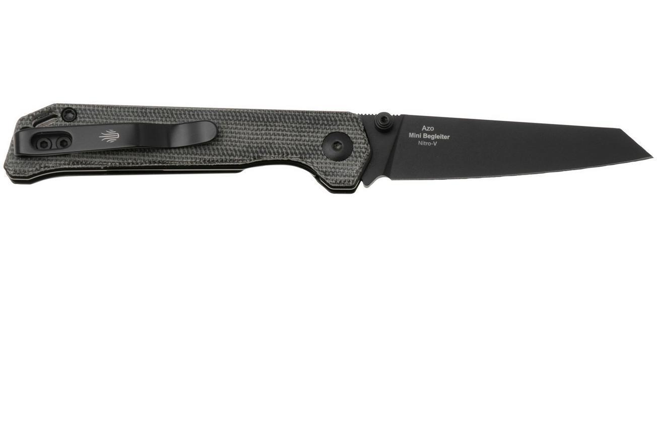 Kizer Begleiter Mini V3458RA1, Black Nitro-V, Chamfered Black Micarta zakmes, Azo design