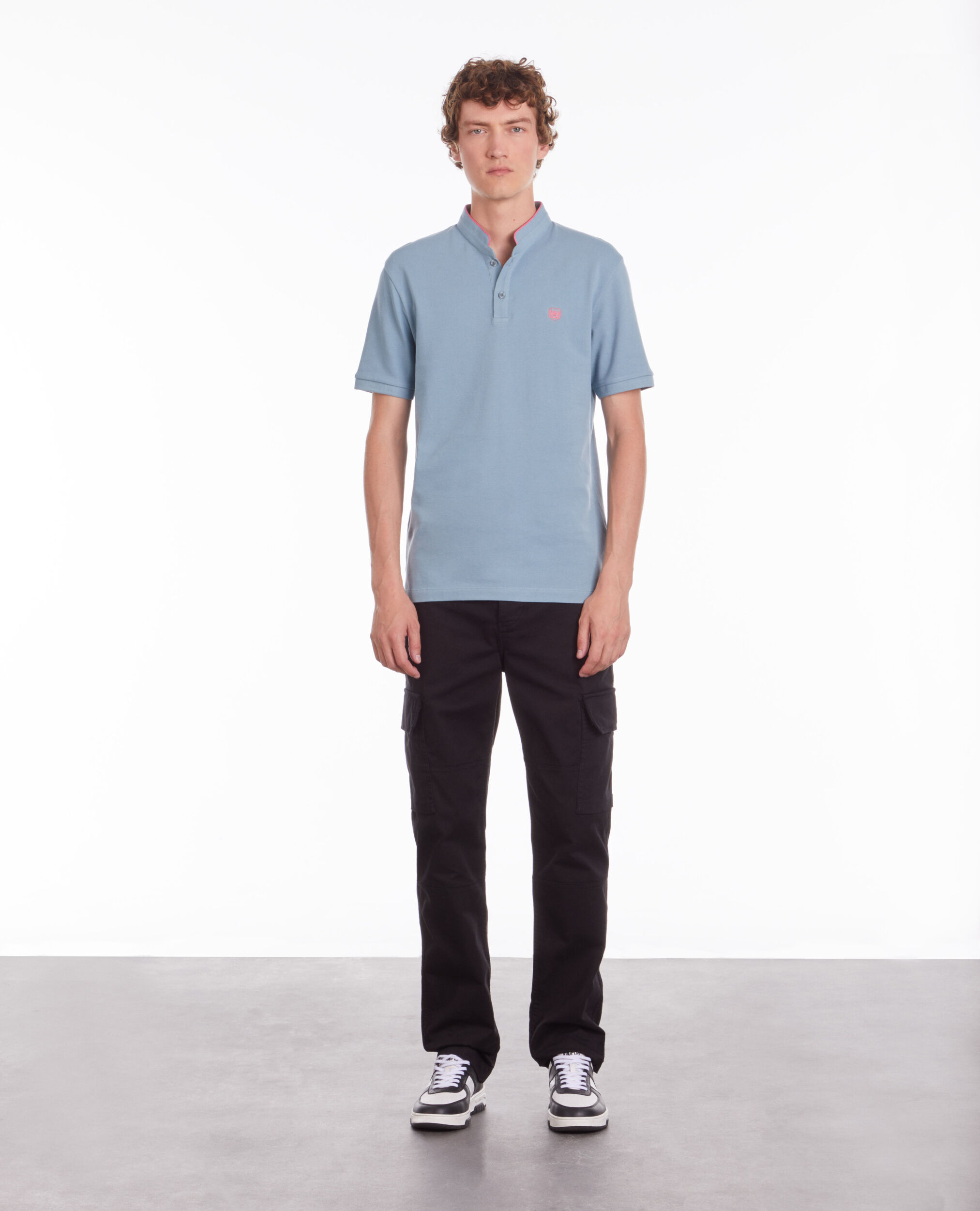 Polo bleu clair en coton