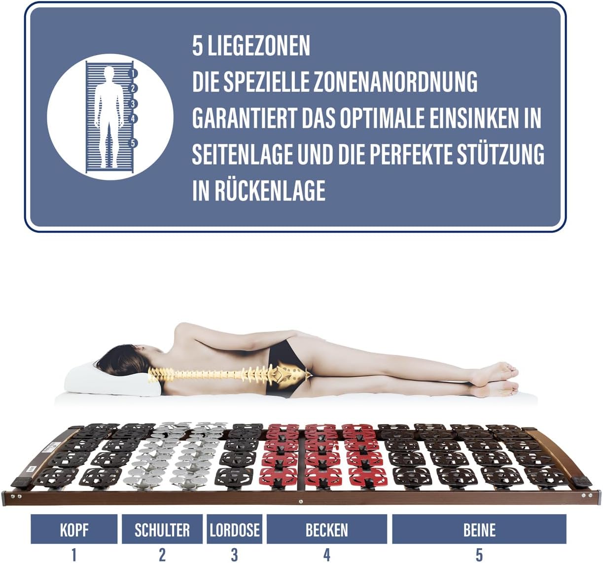 BeCo Lattenrost, Mediflex Modul NV, 80 x 200 cm, vollflächiger Tellerrahmen, Made in Germany, 100 Nächte Probeschlafen