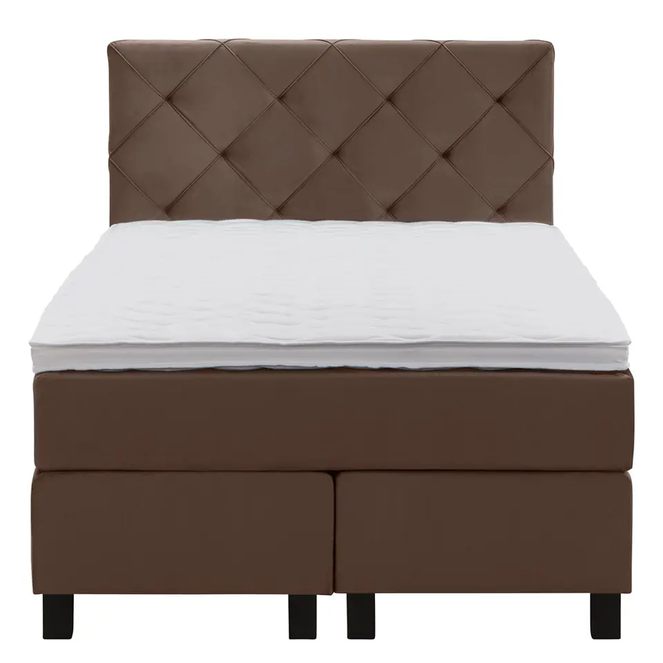 Boxspring Liv geruit - bruin - 120x200 cm - vierkante poot