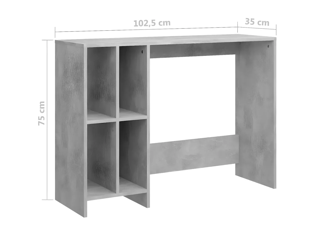 Bureau d'ordinateur portable Gris béton 102,5x35x75cm Aggloméré