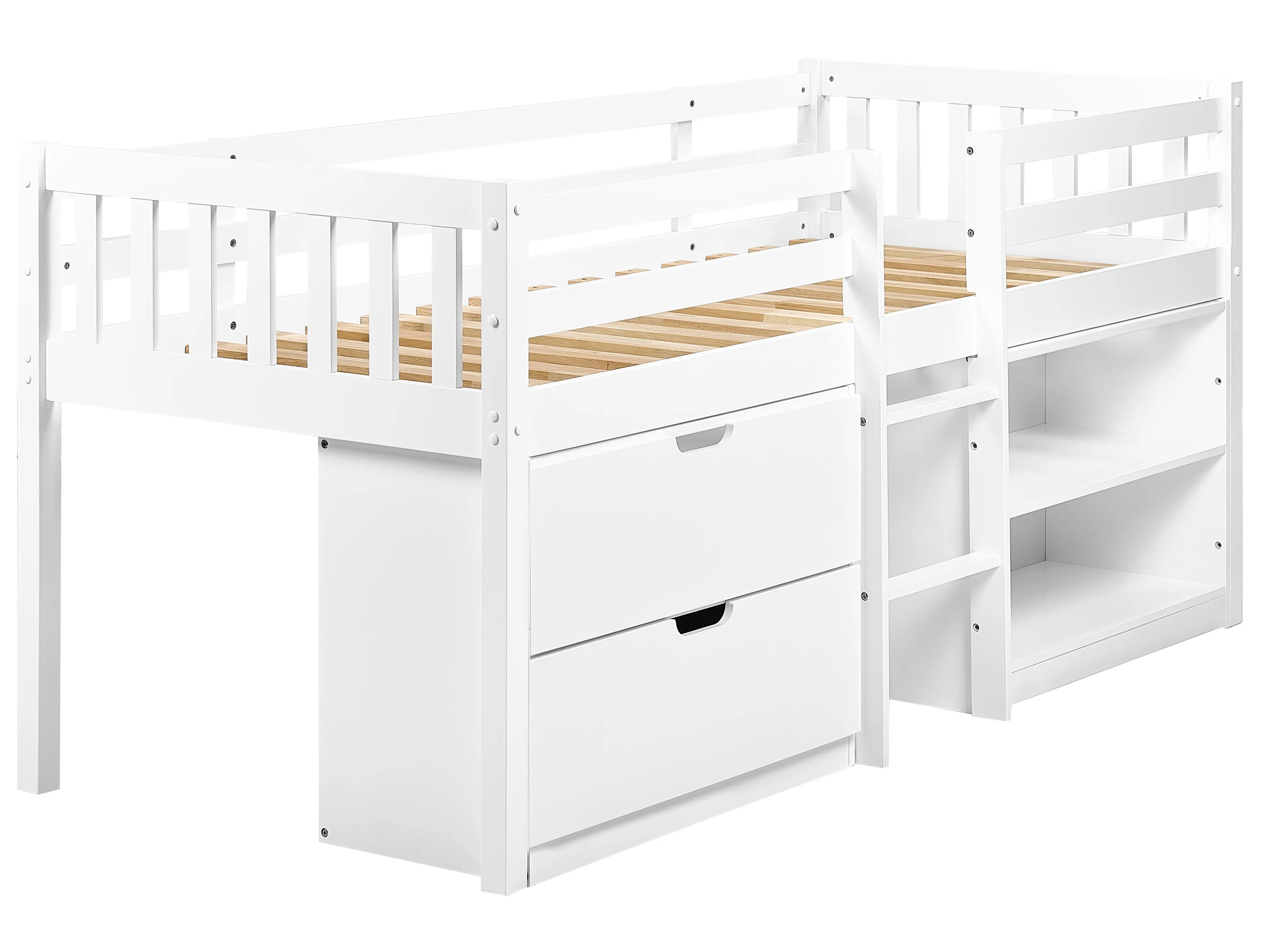 Verhoogd bed Hout SUSVILLE 90 x 200 cm Wit