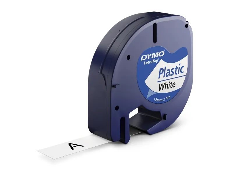 Labeltape DYMO® LetraTAG 12mm x 4m hvid plasttape